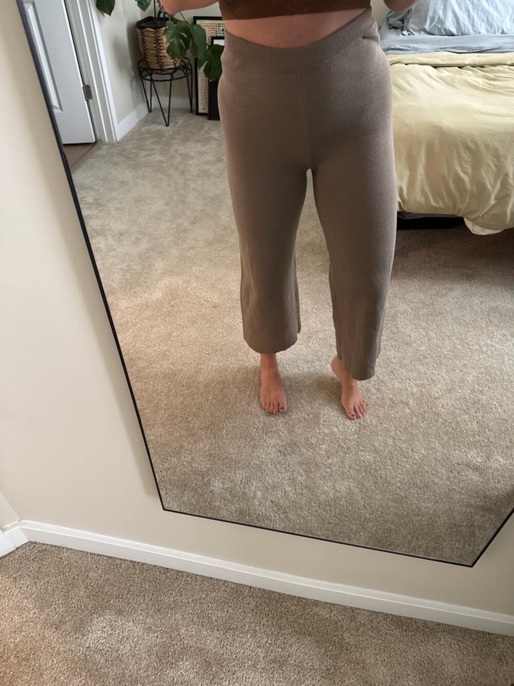 Taupe Tan Knit Wide Leg Lounge Pants Size Medium